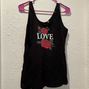 Guess Black Tank Top with Red Rose Graphic size XL